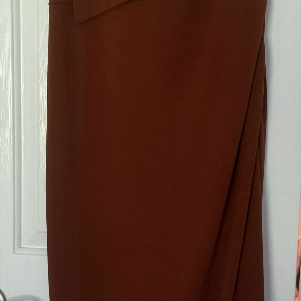 One-Shoulder Brown Draped Dress